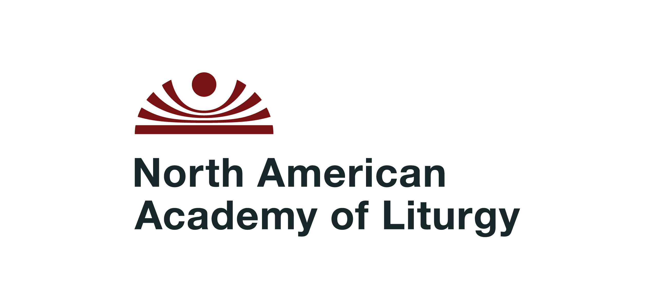 Maroon sunrise logo on white background with name of the academy below in black type